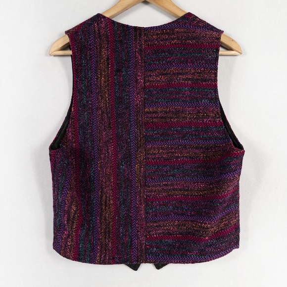 ilLOOMinations Danni Webb Vest Women Sz S/M Handwoven Multicolor Button Up Lined - Picture 4 of 9